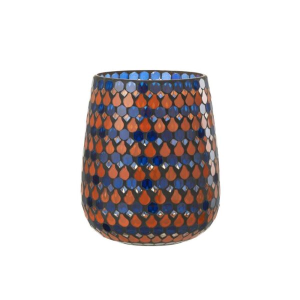 HURRICANE MOSAIC DROP GLASS ORANGE/BLUE LARGE