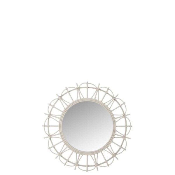 MIRROR ROUND BAMBOO LIGHT GREY