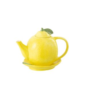 TEAPOT + PLATE LEMON DOLOMITE YELLOW