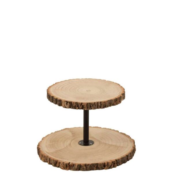 TRAY 2 LEVELS ROUND PAULOWNIA WOOD NATURAL