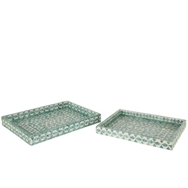 SET OF 2 TRAY PEARL AZURE