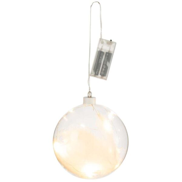BALL DECO FEATHERS+LED GLASS WHITE LARGE