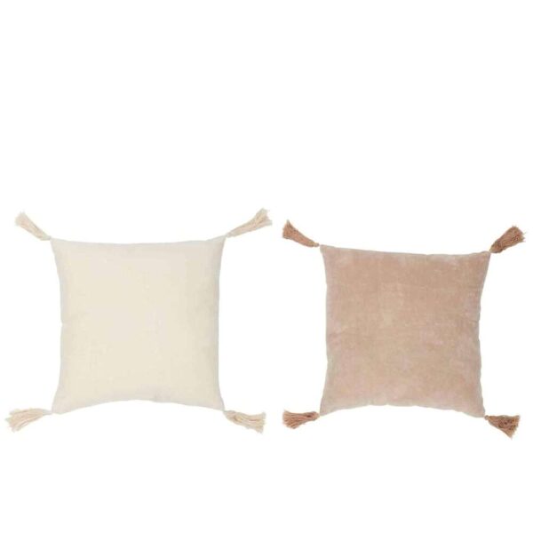 CUSHION TASSEL COTTON BEIGE/WHITE ASSORTMENT OF 2