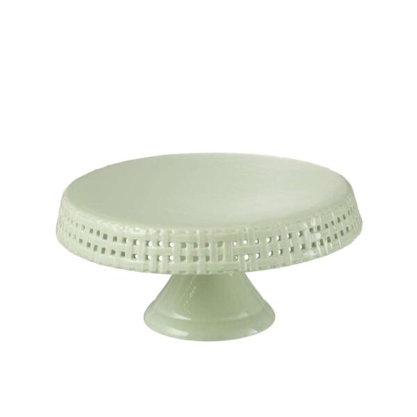 CAKE PLATE CERAMIC GREEN MEDIUM