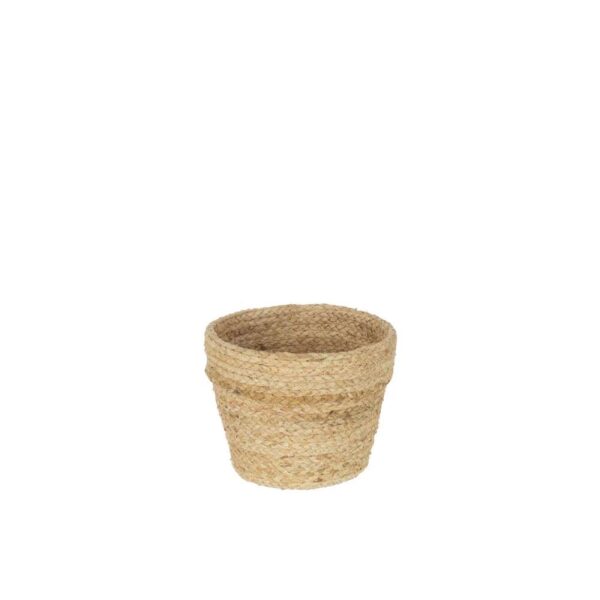 BASKET ROUND WITH BORDER MAIZE NATURAL