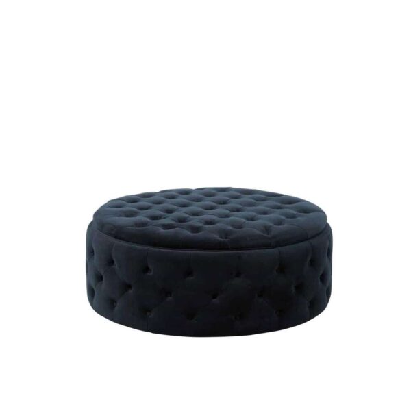 HASSOCK ROUND BUTTONS WILSON VELVET BIRCH ANTHRACITE