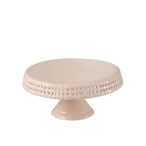 CAKE PLATE CERAMIC PINK MEDIUM