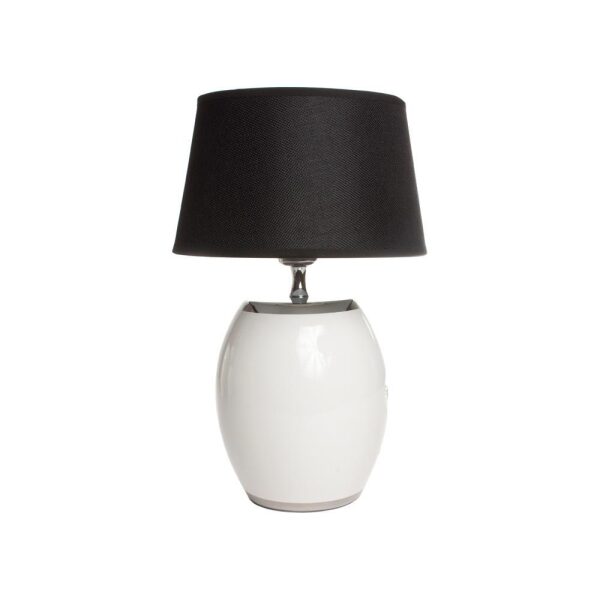 Lampe Hvit/Sølv M/Sort Skjerm 18X30Cm
