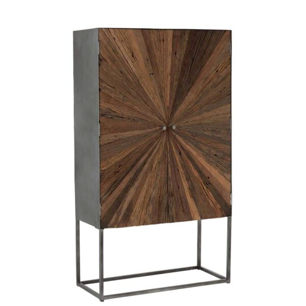 BAR CABINET SHANIL 2 DOORS WOOD/IRON NATURAL/GREY