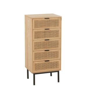 CABINET 5 DRAWERS MDF/METAL NATURAL/BLACK