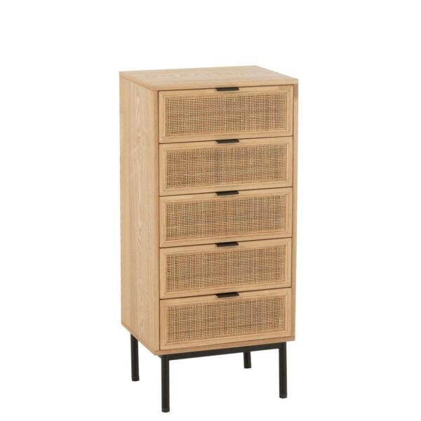 CABINET 5 DRAWERS MDF/METAL NATURAL/BLACK