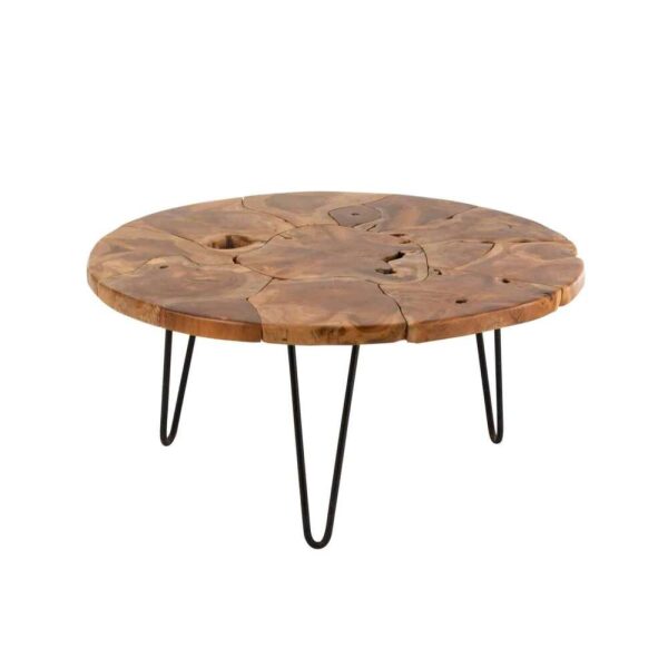 COFFEE TABLE SAMUEL ROUND TEAK WOOD BROWN
