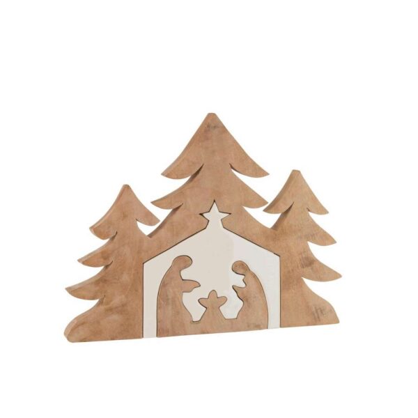 NATIVITY SCENE+CHRISTMASTREES PUZZLE MANGO WOOD WHITE/NATURAL