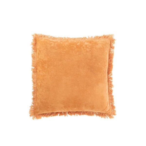 CUSHION FRINGE COTTON VELVET ORANGE