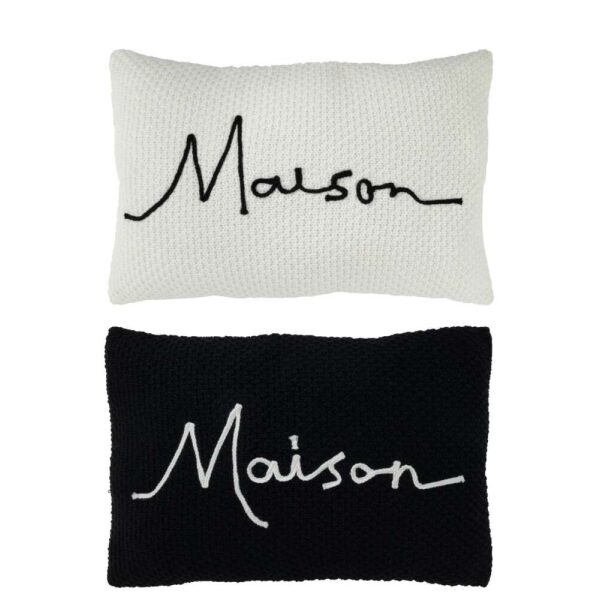 CUSHION EMBROIDERY MAISON ACRYLIC BLACK/WHITE ASS2