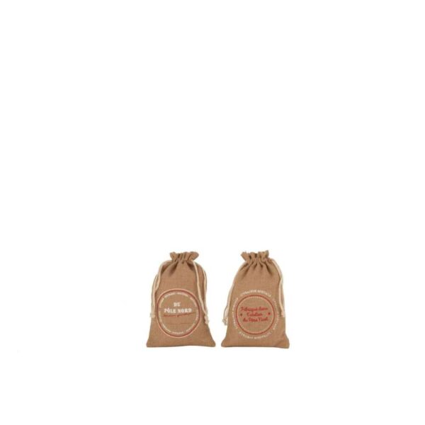 BAG CHRISTMAS FRENCH JUTE NATURAL SMALL ASSORTMENT OF 2