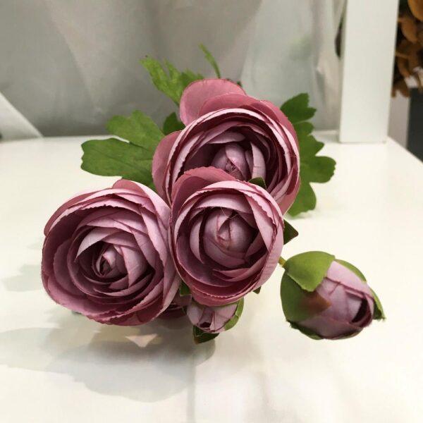 Blomst Rose 5Roser 3Knopper Sart Lilla 8