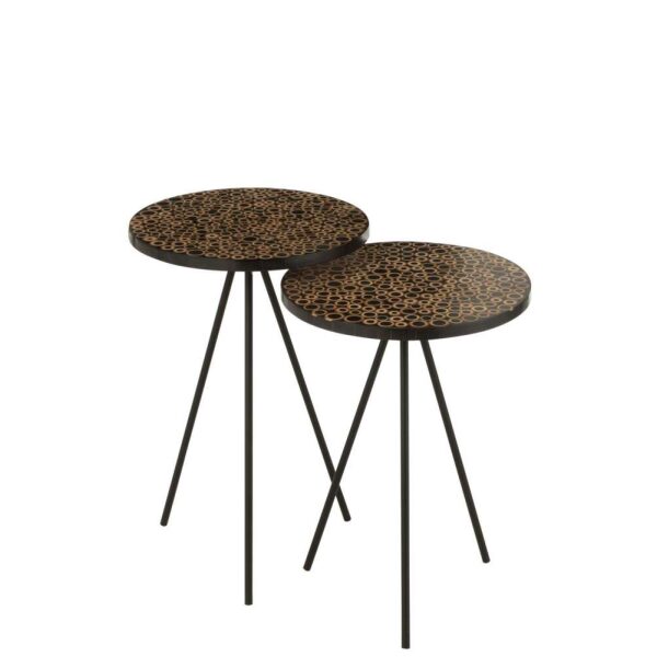 S/2 SIDETABLE RINGS RESIN BROWN/BLACK