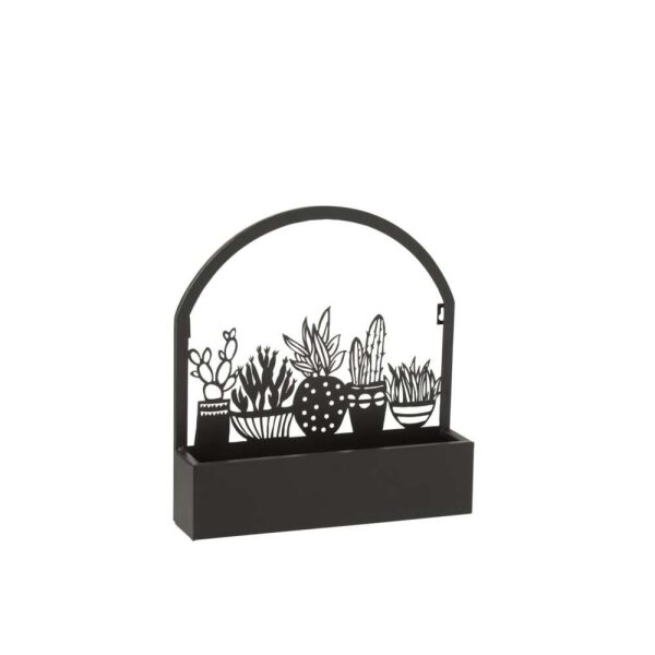 WALL DECORATION/FLOWERS POT CACTUS METAL BLACK