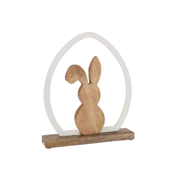RABBIT SILHOUETTE EGG MANGO WOOD/IRON WHITE NATURAL