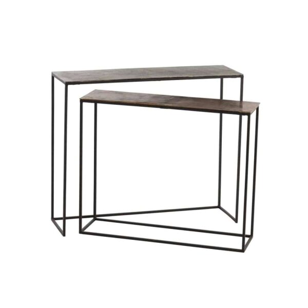 SET OF 2 CONSOLES RECTANGULAR ALUMINIUM BLACK/MIX