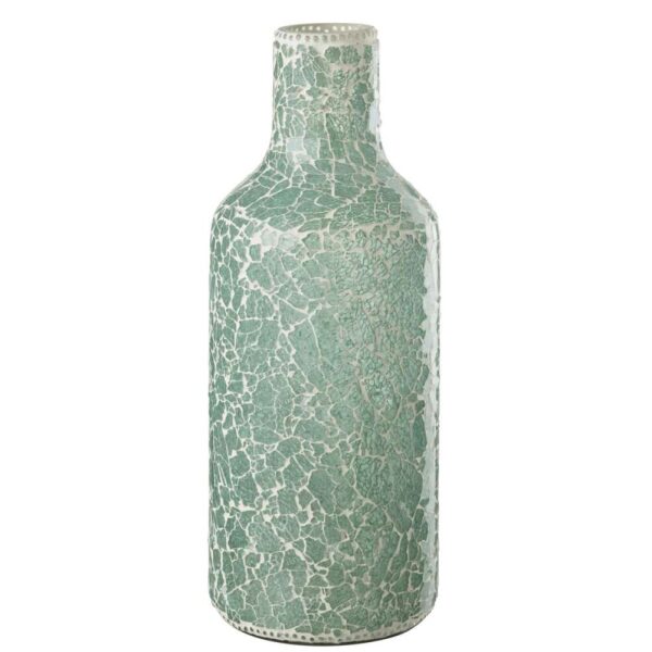 VASE MOSAIC GLASS GREEN/WHITE LARGE