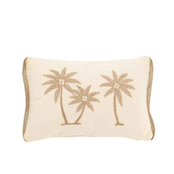 CUSHION RECTANGLE PALM TREES COTTON CREAM/BEIGE
