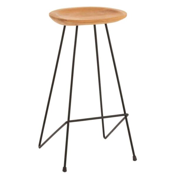 BAR STOOL TEAK WOOD/IRON NATURAL