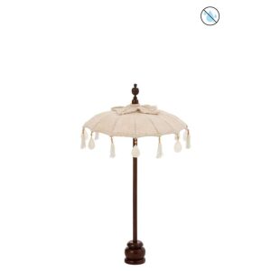 SUNSHADE+BASE TASSELS/SHELLS BEIGE WOOD DARK BROWN SMALL