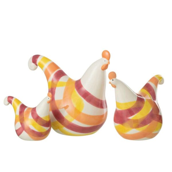 SET OF 3 HENS LINES DOLOMITE ORANGE MIX
