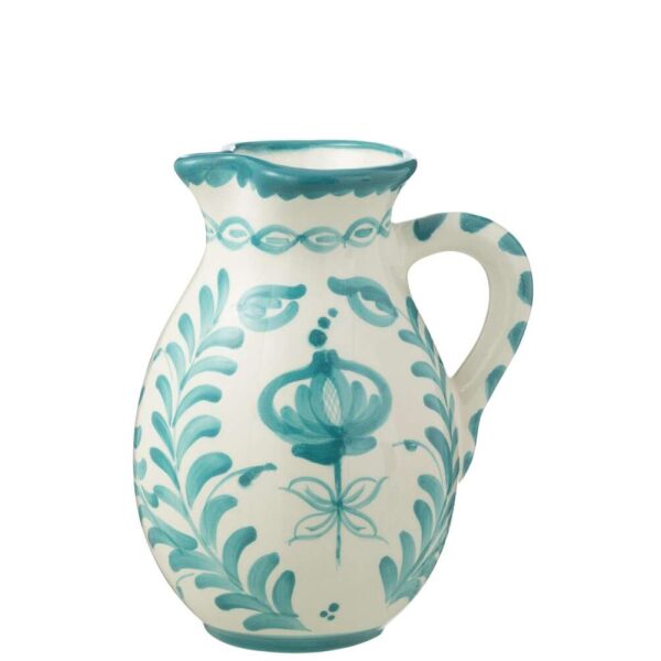 PITCHER GRANADA CERAMIC WHITE/AQUA LARGE