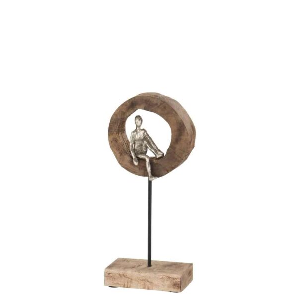 FIGURE THINKER RING LOW MANGO WOOD/ALUMINIUM NATURAL/SILVER