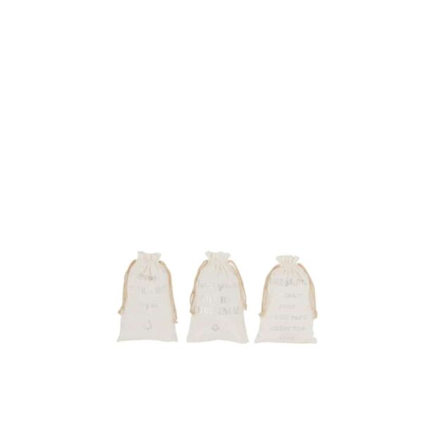 BAG CHRISTMAS ENGLISH VELVET WHITE SMALL ASSORTMENT OF 3