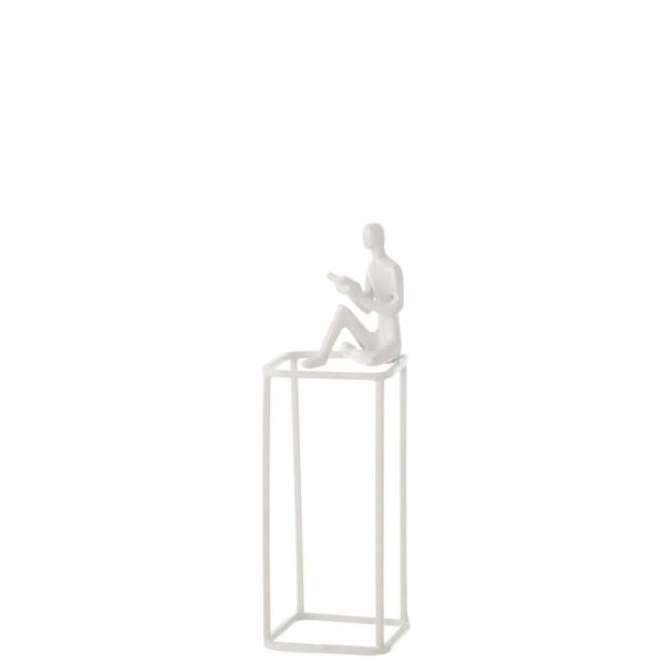 FIGURE BOOK ON CUBE ALUMINIUM WHITE