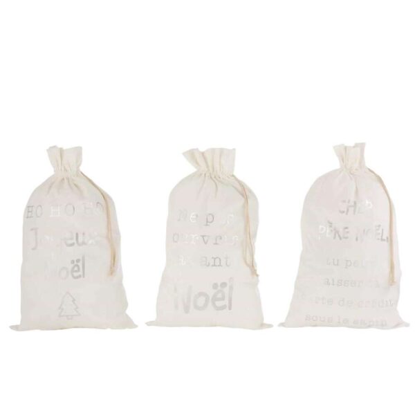 BAG CHRISTMAS FRENCH VELVET WHITE LARGE ASSORTMENT OF 3