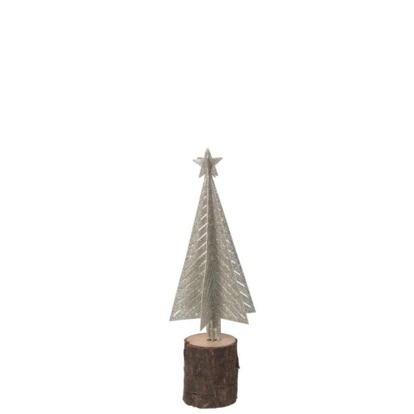 CHRISTMAS TREE DECO GLITTER WOOD/METAL SILVER/NATURAL