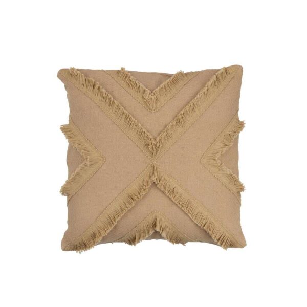 CUSHION CROSS SQUARE POLYESTER BEIGE