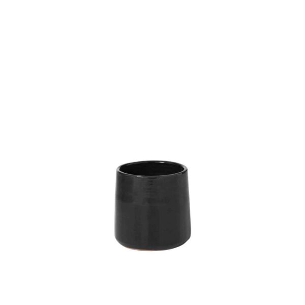 FLOWER POT ROUND CERAMIC BLACK SMALL