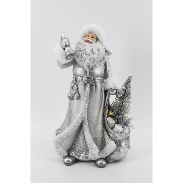 Figur nisse m/gavesekk sølv 26x17x39cm