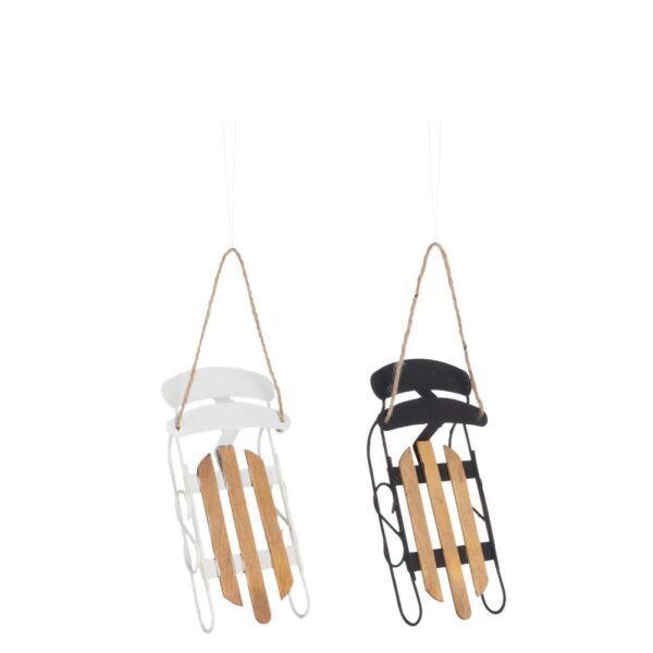 HANGERS SLED METAL/PLYWOOD BLACK/WHITE ASSORTMENT OF 2