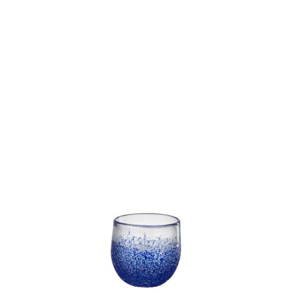 TEALIGHT HOLDER GLASS BLUE