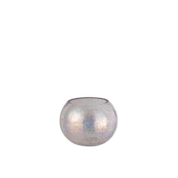 HURRICANE LIGHT BALL CRAQUELURE GLASS PEARL EFFECT PURPLE MEDIUM