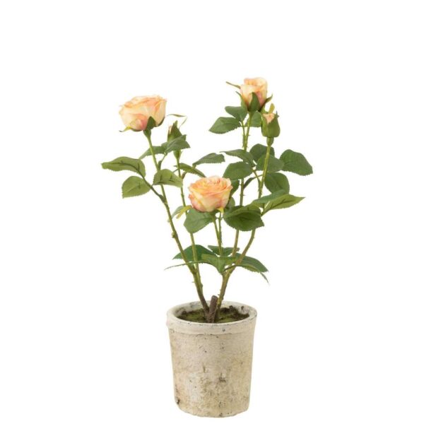 ROSE 5 HEADS IN POT PLASTIC/TEXTILE YELLOW/GREEN
