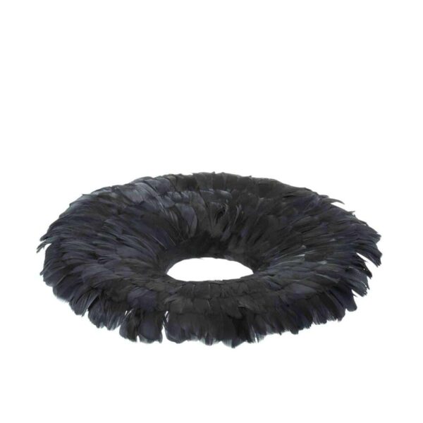 WREATH DECO FEATHERS BLACK