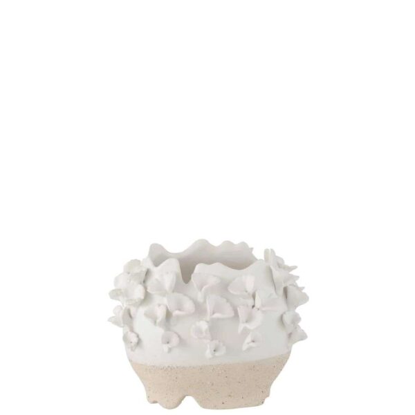 FLOWERPOT ANEMONE CERAMIC WHITE/BEIGE