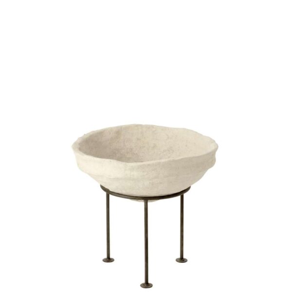 DISH ON FOOT CHAD PAPIER MACHE WHITE