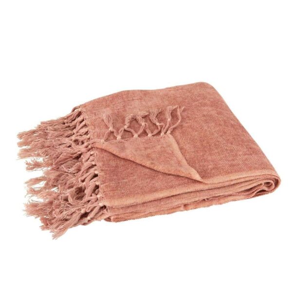 PLAID TASSEL VISCOSE ORANGE/PINK