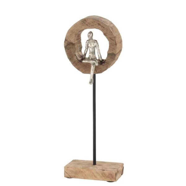 FIGURE THINKER RING HIGH MANGO WOOD/ALUMINIUM NATURAL/SILVER