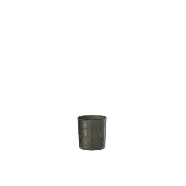 TEALIGHT HOLDER ARC GLASS GREEN SMALL
