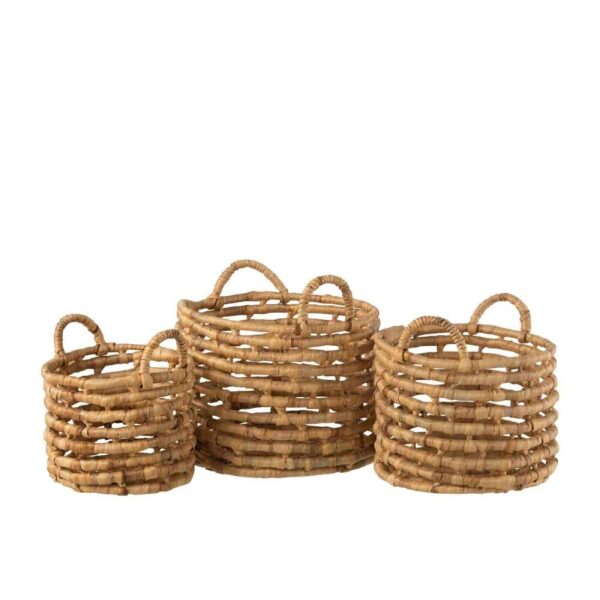SET OF 3 BASKETS OPEN ROUND WATER HYACINTH NATURAL